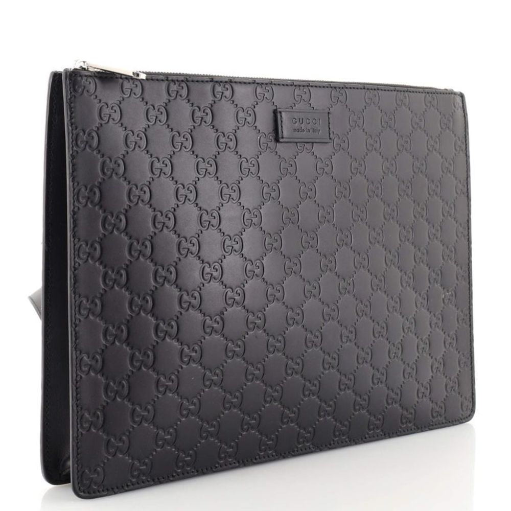 Gucci Zip Messenger Bag Guccissima Leather Large Black - Picture 2 of 8